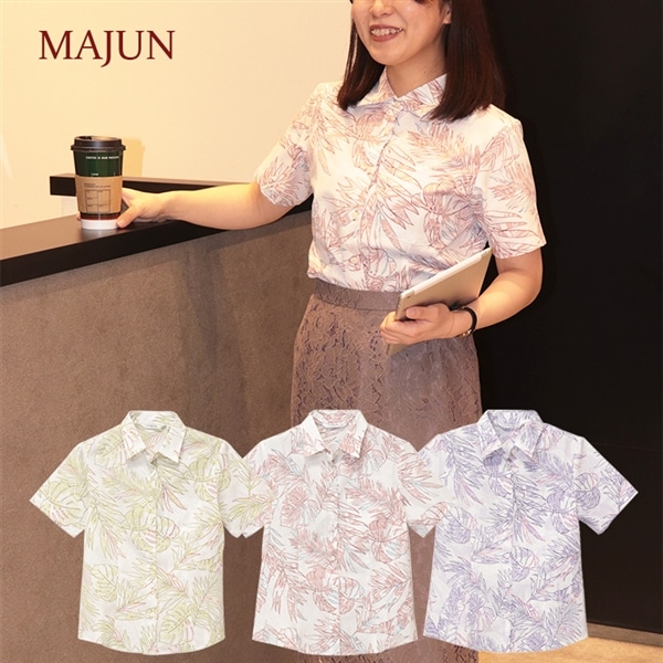 【送料無料】  アンサンブルリーフ柄かりゆしウェア DEL08023S  Kr23 L