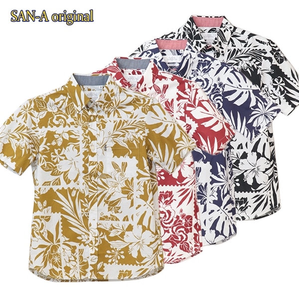 【送料無料】  ボタニカルクリップ柄 かりゆしウェア kr23 P-DSM58013S