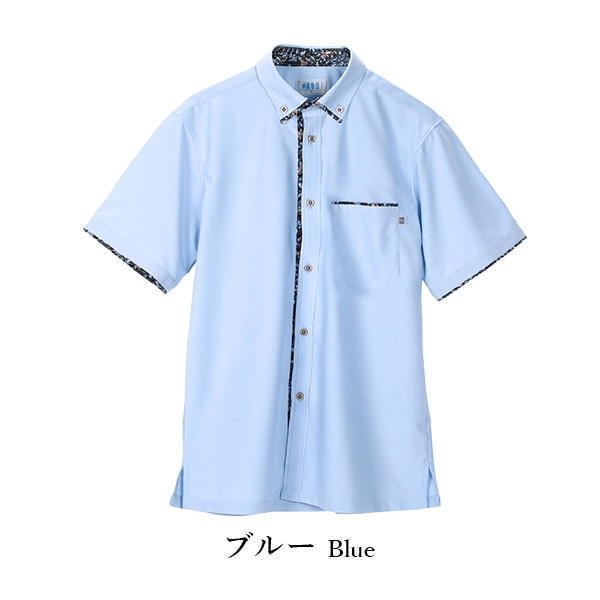 kr22 衿はみ出しデイゴ小花使い 柄 かりゆしウェア P-OK1836