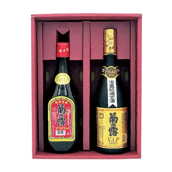 【 9250 :お届け先が沖縄県内】 ◇ 菊之露酒造　菊之露　ブラウン＆ＶＩＰゴールドセット　720ｍｌ×2