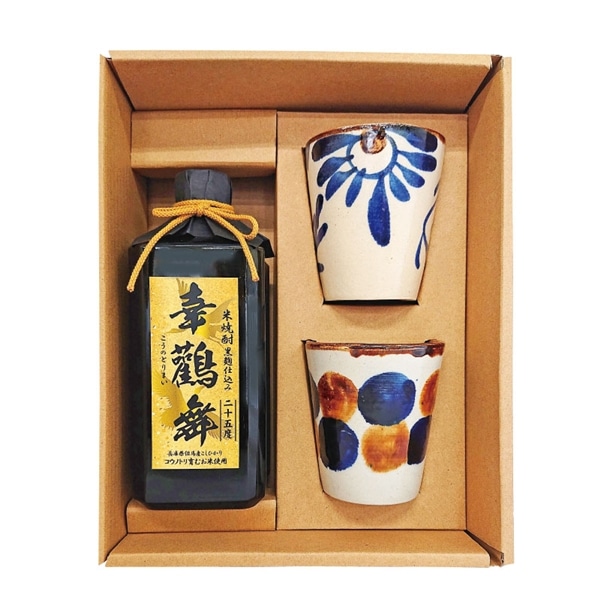 【 9219 :お届け先が沖縄県内】 ◇ 石川酒造場　幸鸛舞　琉球焼セット　720ｍｌ　器